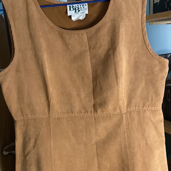 Full Length Faux Suede Tan Dress - Picture 7 of 9